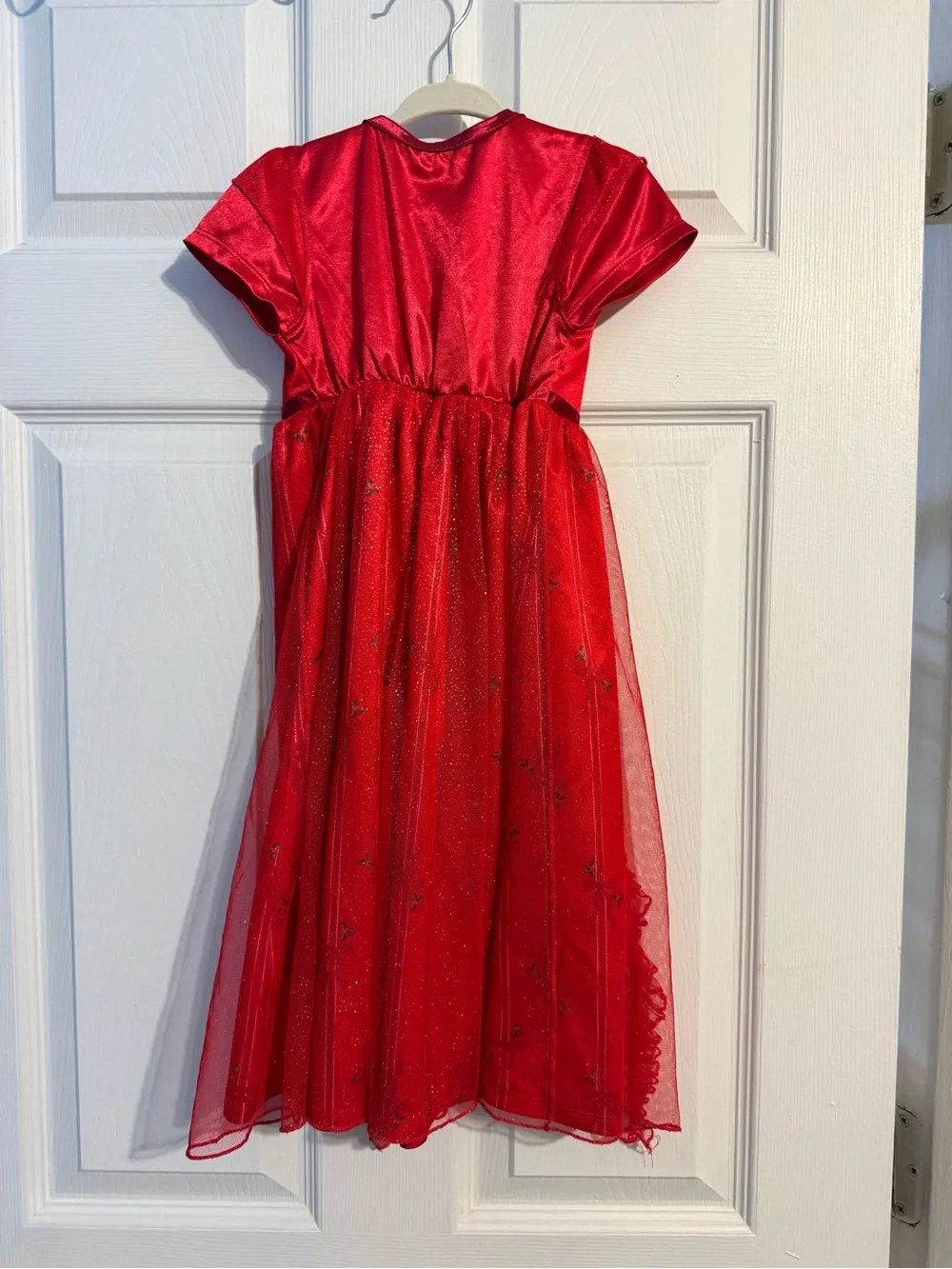 Disney Red Girls' Princess Holiday Dress Top with Multi-Color Character Print - Picture 5 of 5
